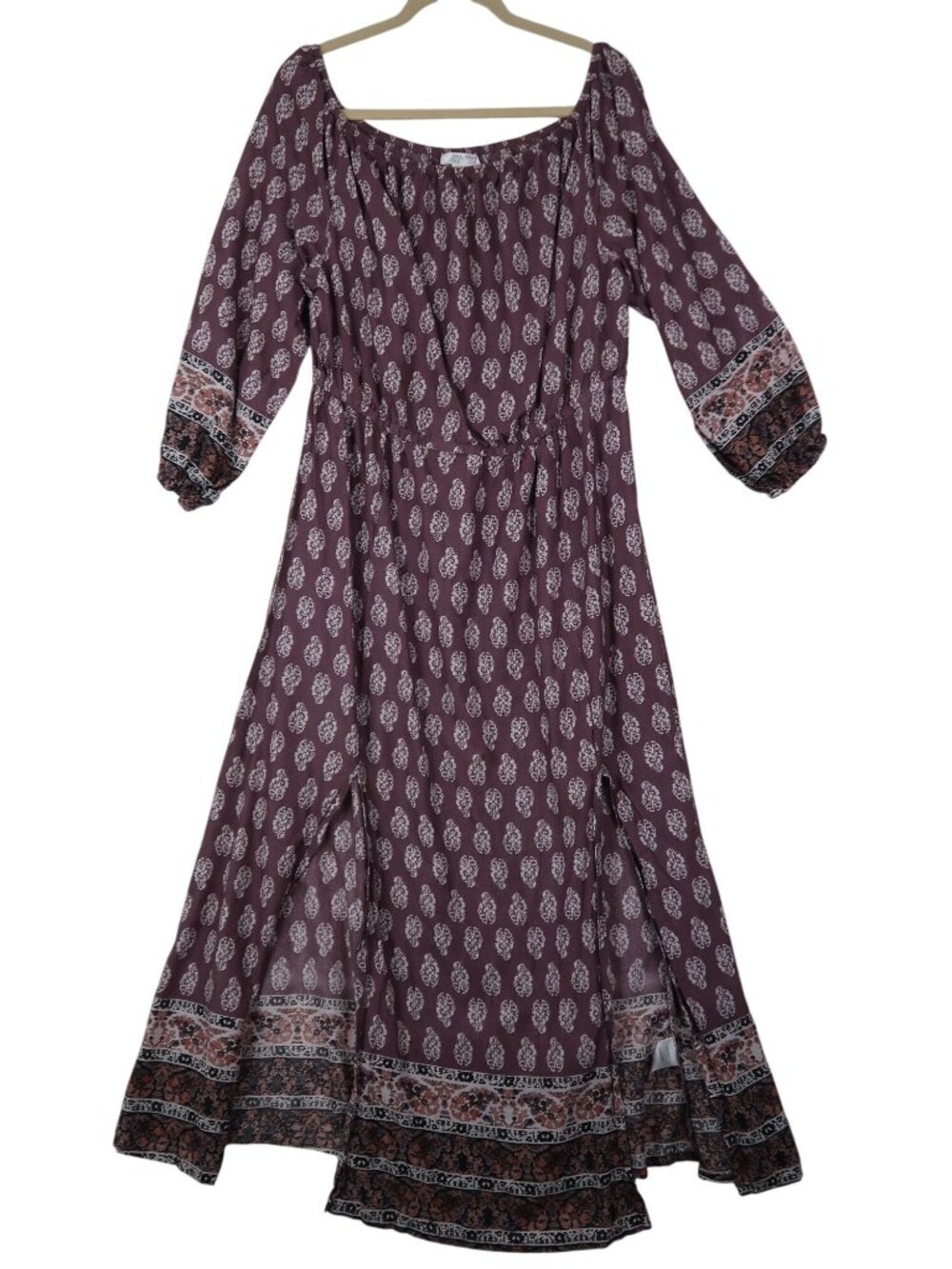 Lascana Venus XL Boho Maxi Dress Paisley Print Modal Purple Boho Beachy Slits